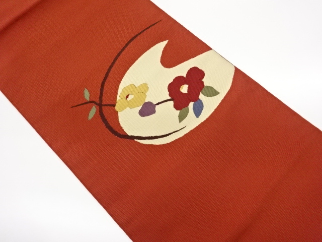 JAPANESE NAGOYA OBI / WOVEN CAMELLIA